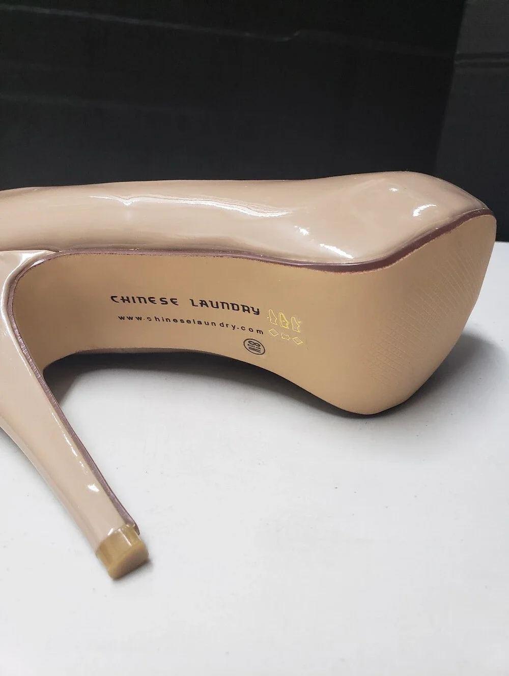 Chinese Laundry Nude Patent Peep-Toe Platform Pump